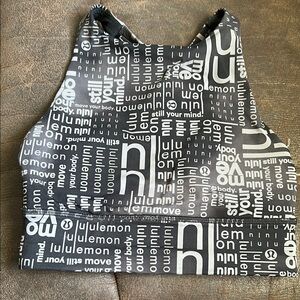 Lululemon Black and White Logo Sports Bra